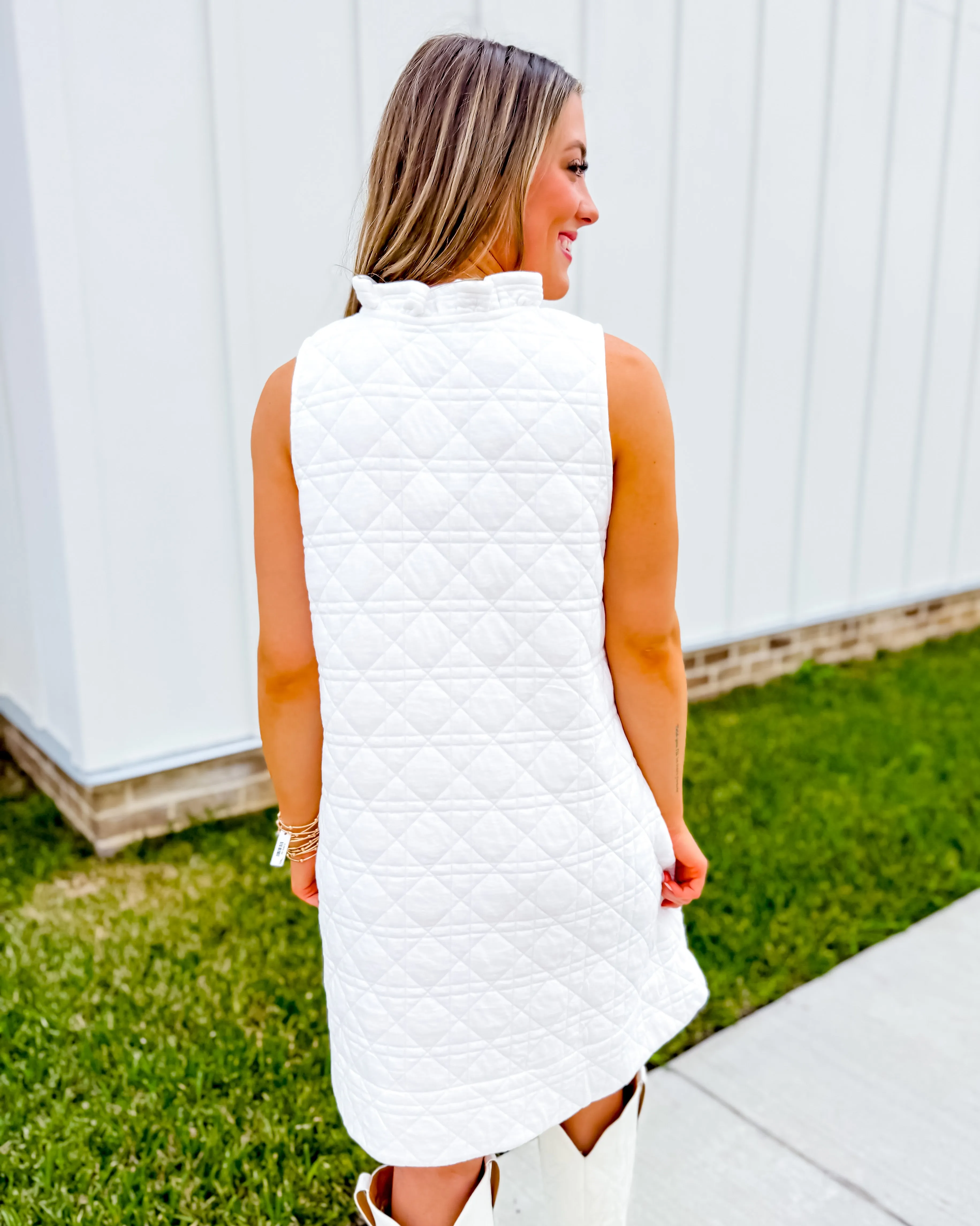 White  Ruffle V-Neck Mini Dress