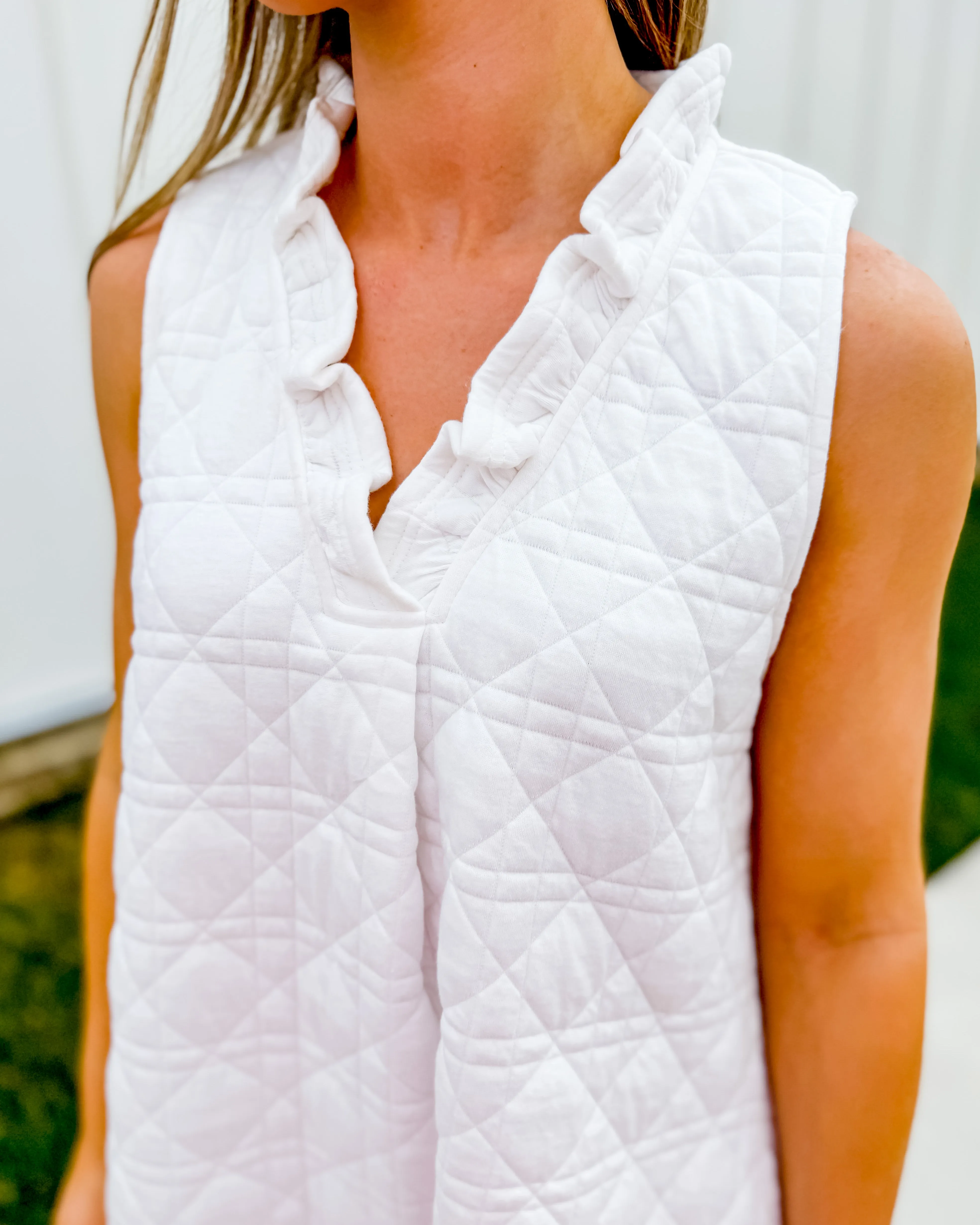 White  Ruffle V-Neck Mini Dress