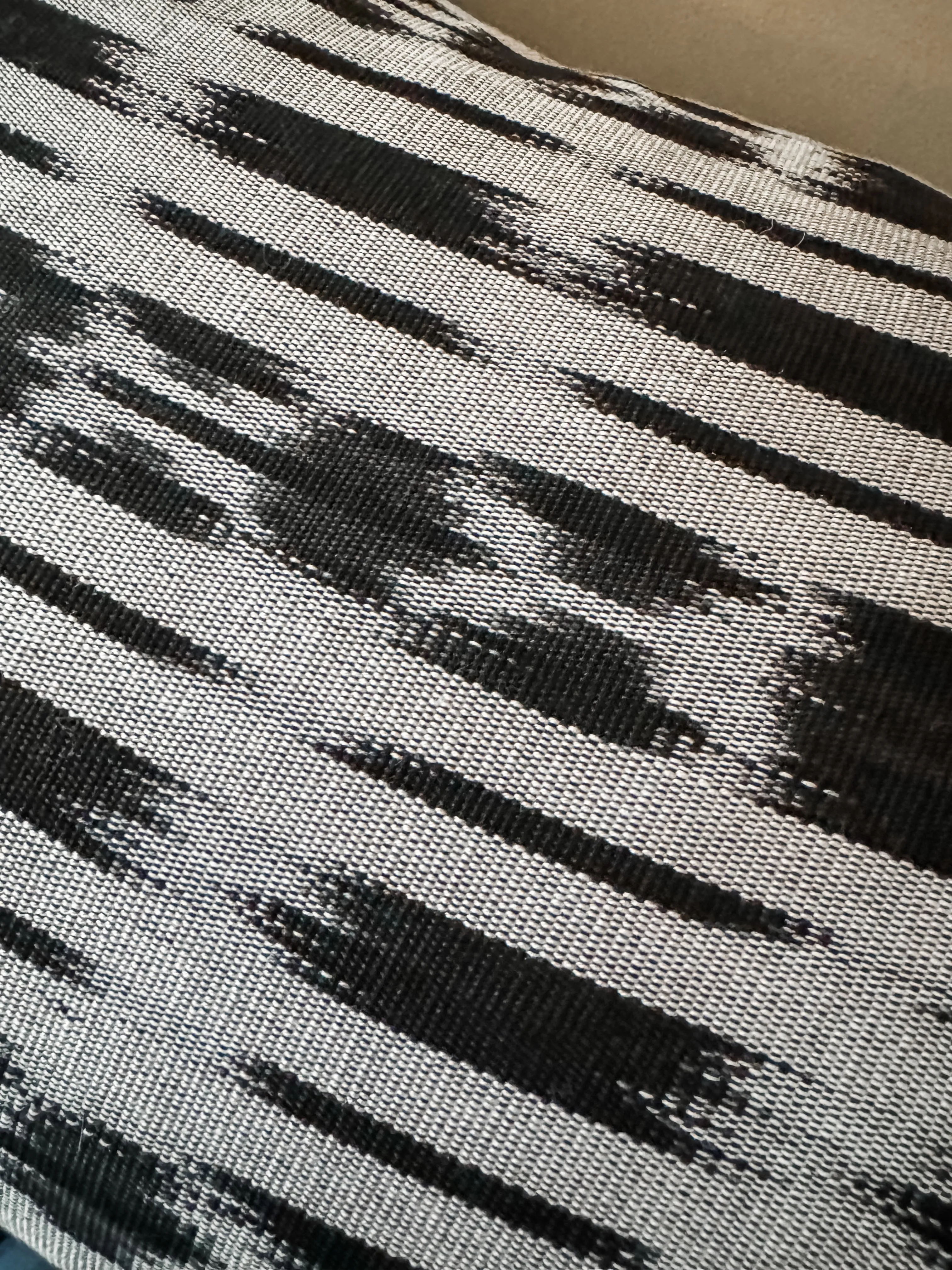 White/Black Ikat Lumbar Pillow Cover