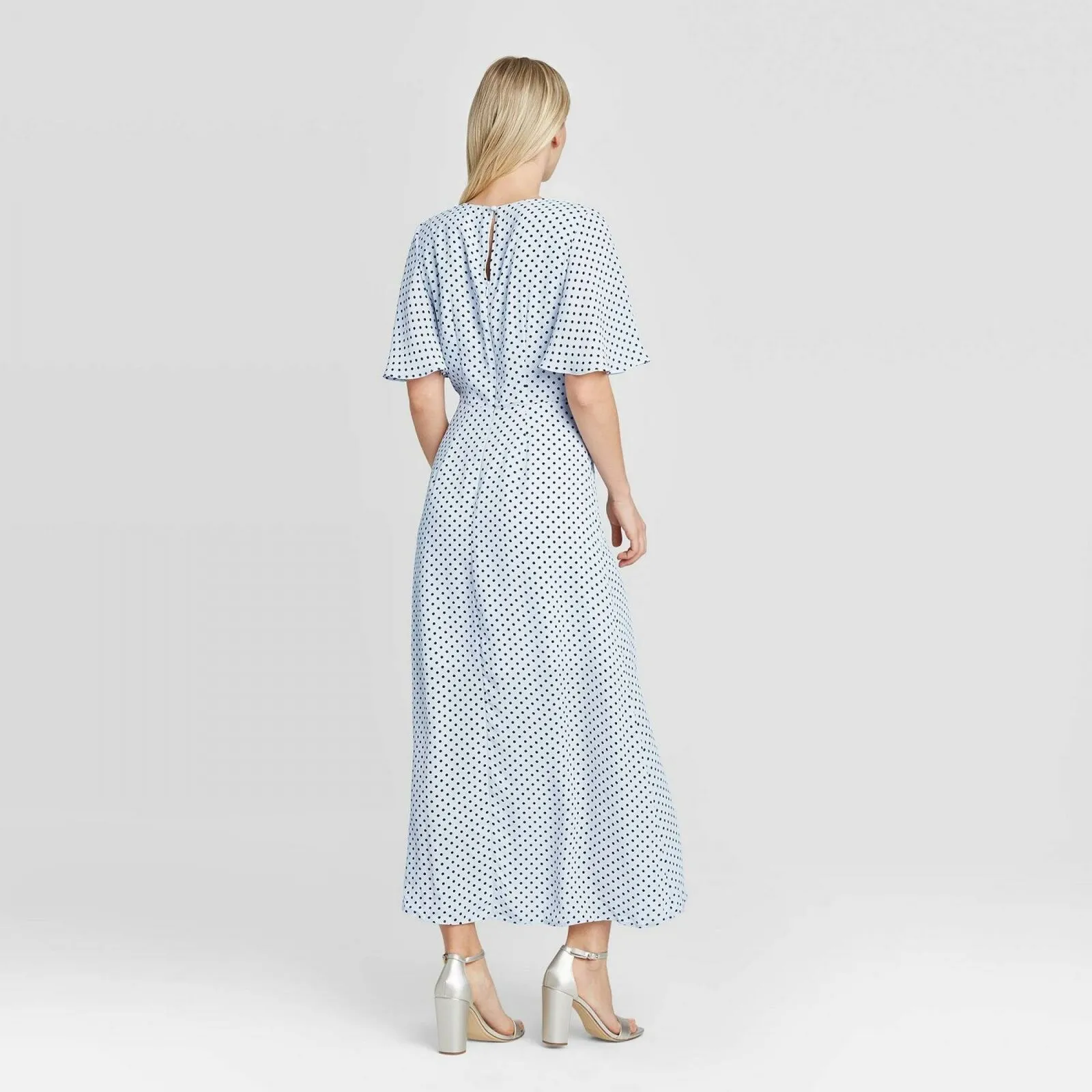 Who What Wear Women's Flutter Sleeve Paneled Maxi Dress