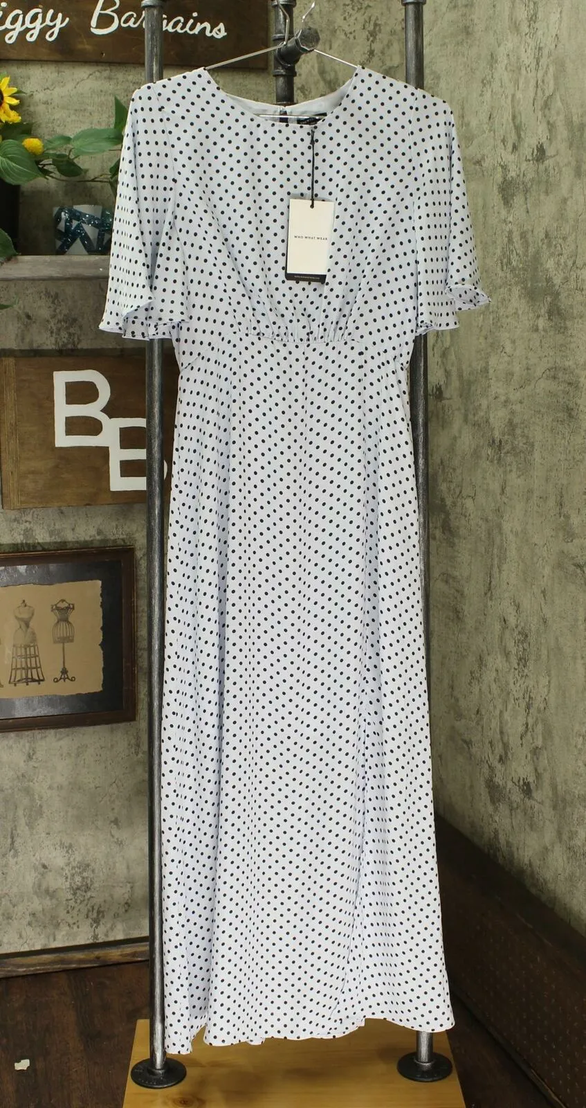 Who What Wear Women's Flutter Sleeve Paneled Maxi Dress