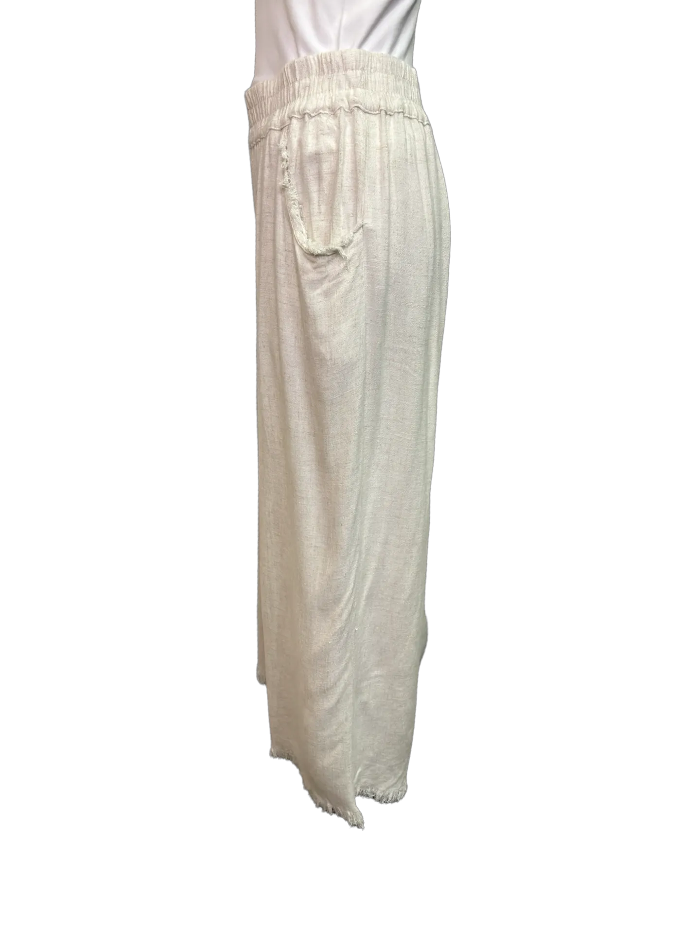 Wide Leg Elastic Waist Pant Oatmeal