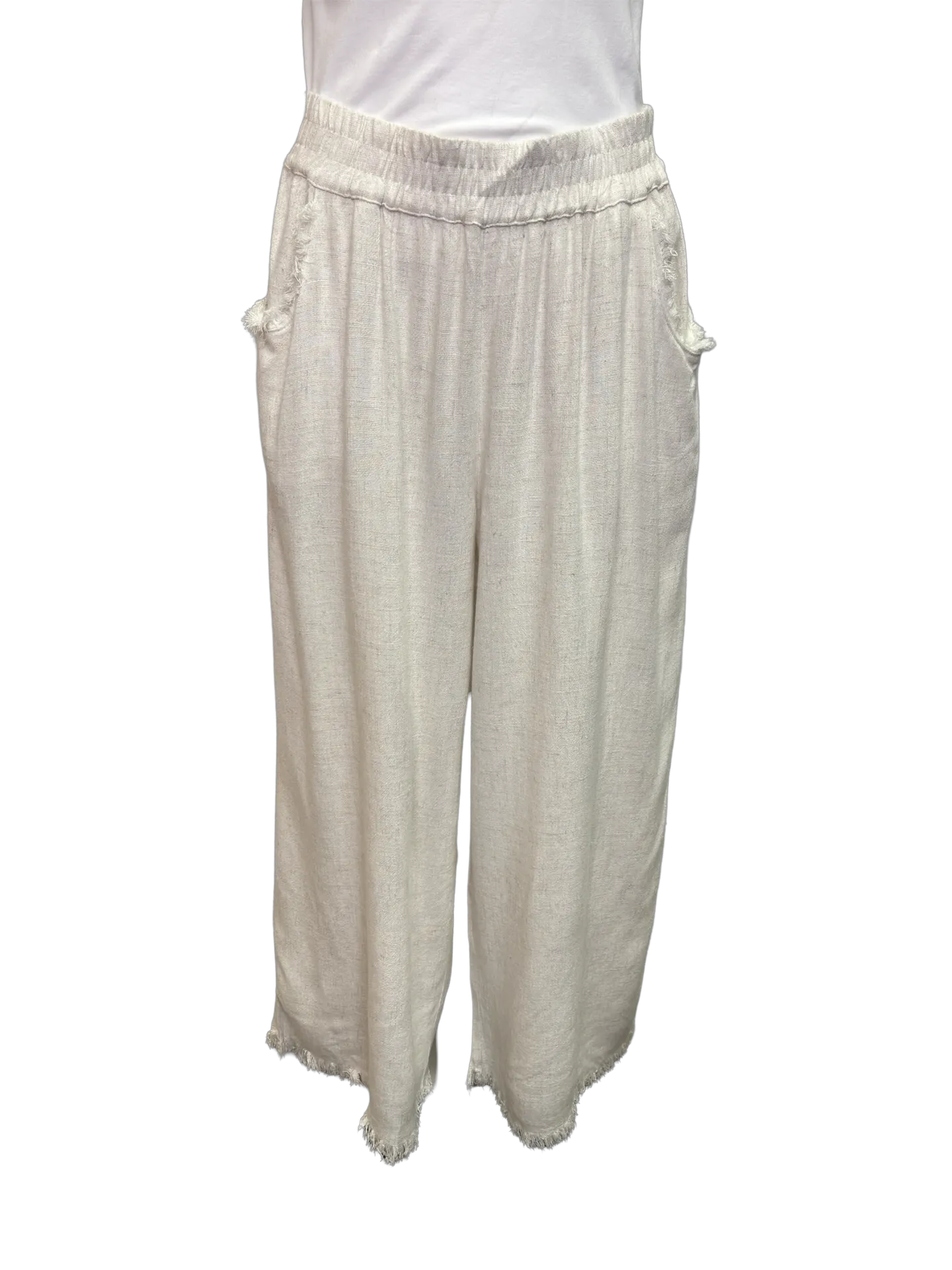 Wide Leg Elastic Waist Pant Oatmeal