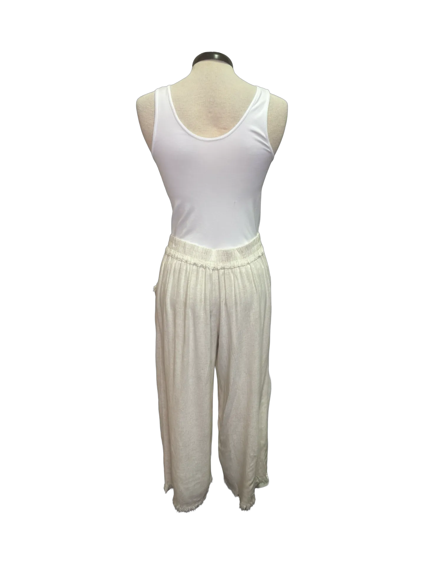 Wide Leg Elastic Waist Pant Oatmeal