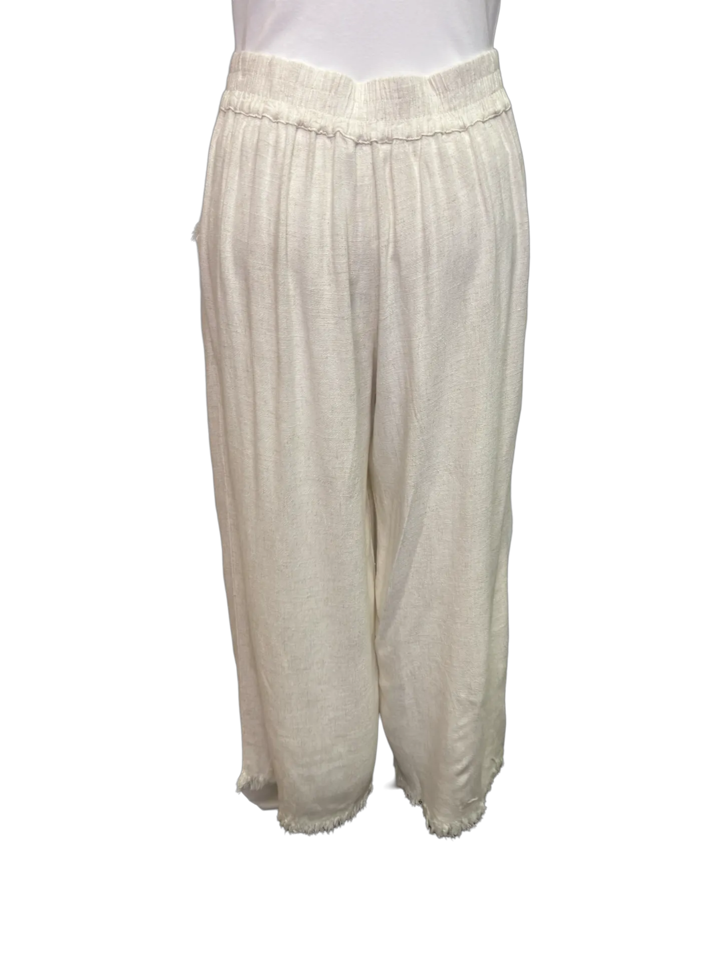 Wide Leg Elastic Waist Pant Oatmeal
