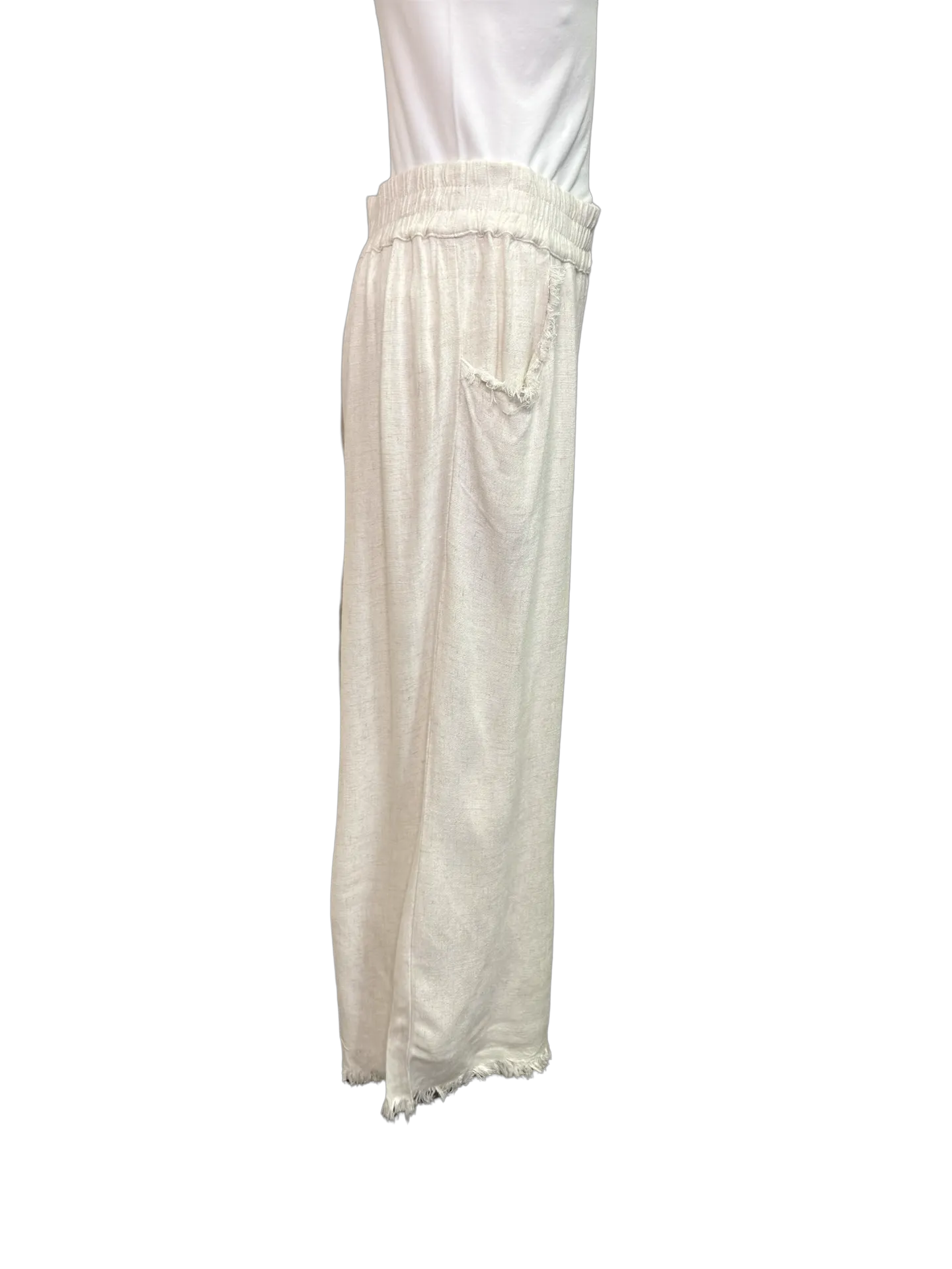 Wide Leg Elastic Waist Pant Oatmeal