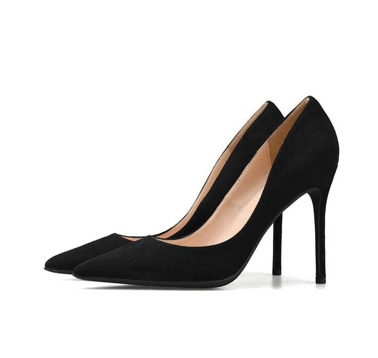 Women's Pointed Toe Large Size Suede Pumps(6/8/10cm Heel) BS19