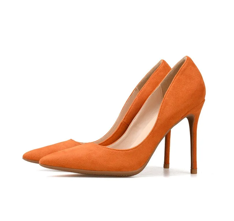 Women's Pointed Toe Large Size Suede Pumps(6/8/10cm Heel) BS19