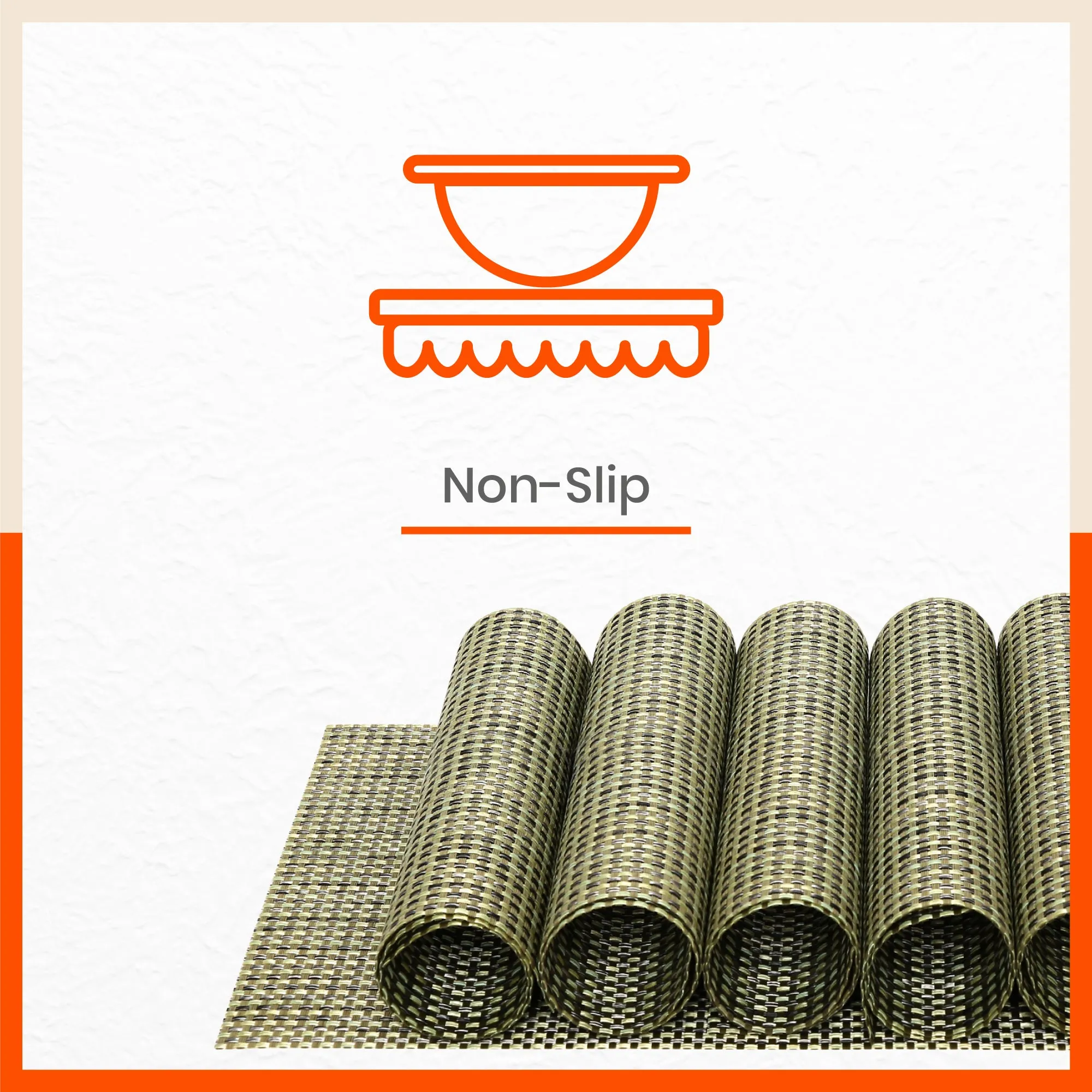 Woven PVC Table Mats / Placemats for Dining Table at Home (Adel - Set of 6)