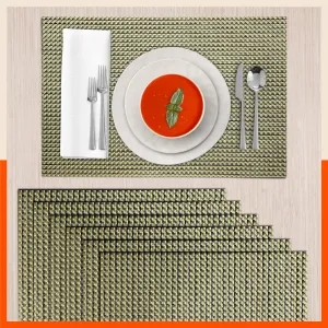 Woven PVC Table Mats / Placemats for Dining Table at Home (Adel - Set of 6)