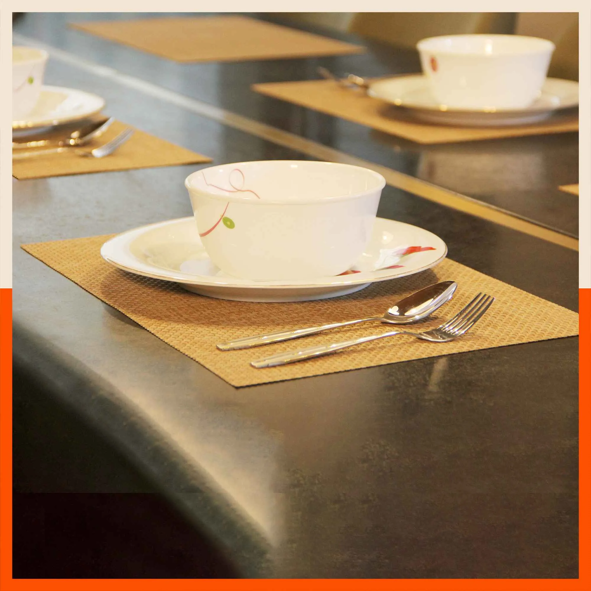 Woven PVC Table Mats / Placemats for Dining Table at Home (Adel - Set of 6)