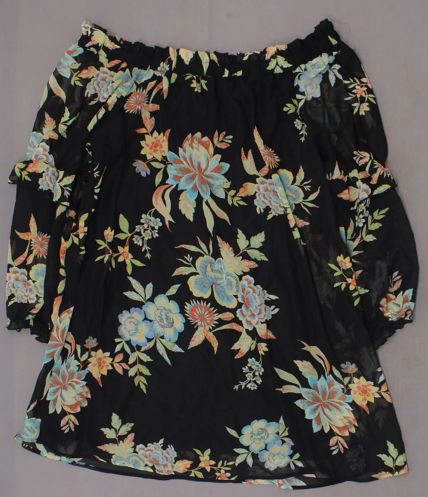 Xhilaration Women's Plus Size Floral Off The Shoulder Ruffle Sleeve Dress
