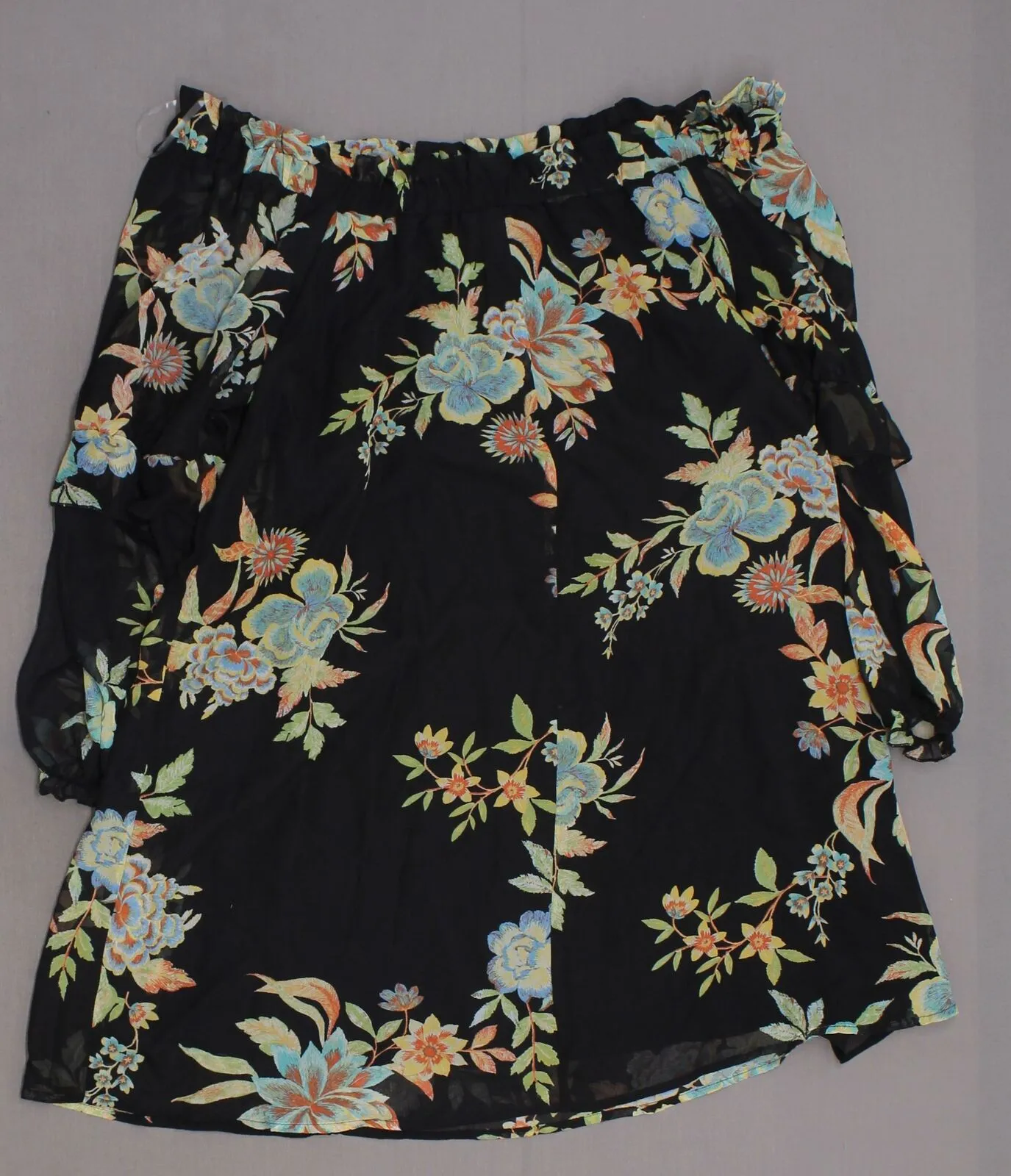 Xhilaration Women's Plus Size Floral Off The Shoulder Ruffle Sleeve Dress