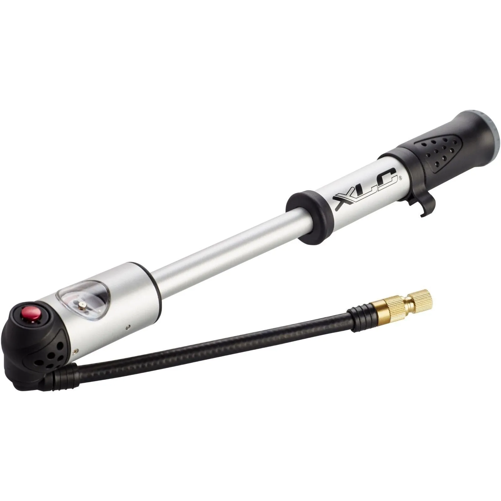 XLC PU-A04 Dual Valve Mini Pump With Gauge - Silver
