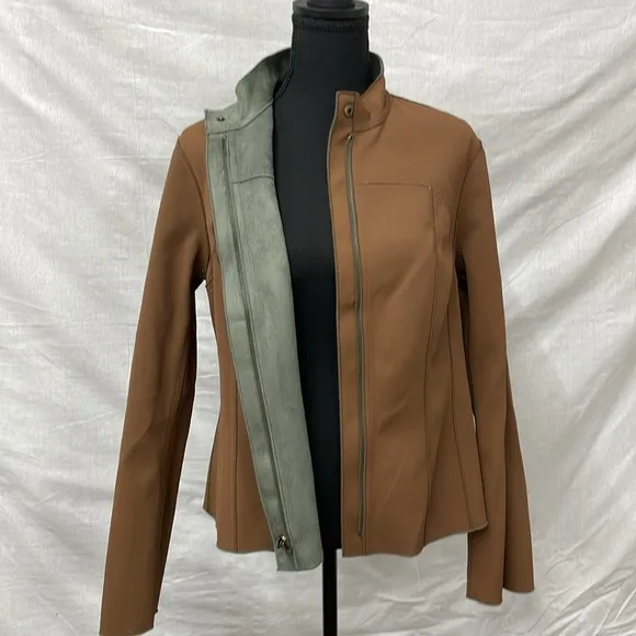 Yansi Fugel reversible faux suede jacket in moss or brown colors, size L