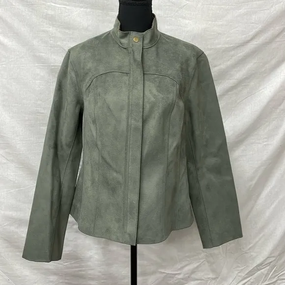 Yansi Fugel reversible faux suede jacket in moss or brown colors, size L