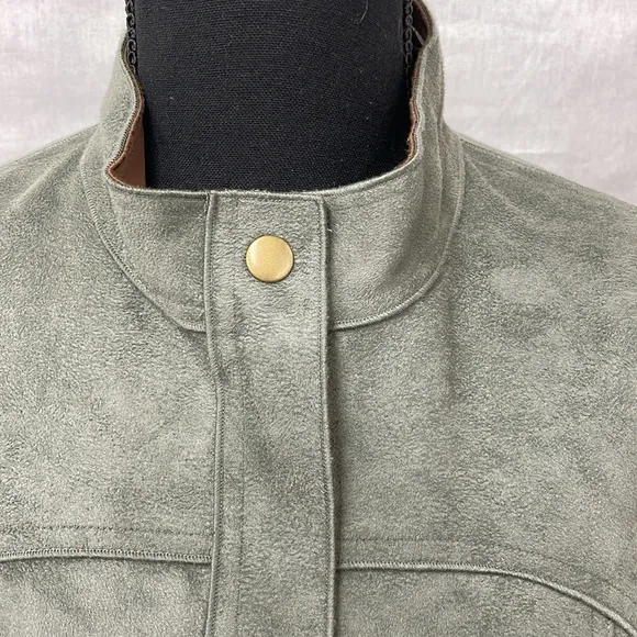 Yansi Fugel reversible faux suede jacket in moss or brown colors, size L