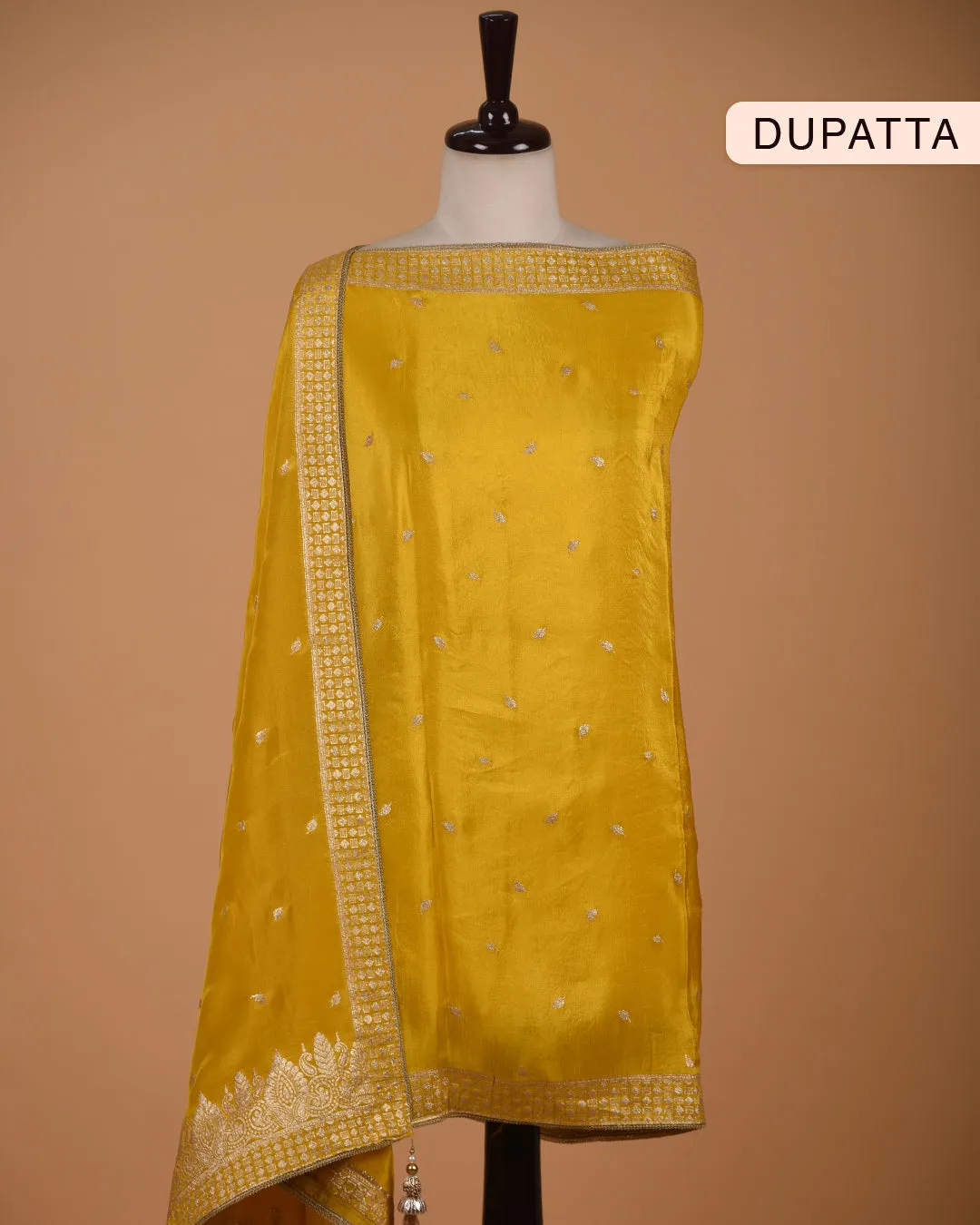 Yellow Silk Viscose Blend Woven With Embroidery Unstitched Suit Fabric Set With Silk Viscose Woven Dupatta