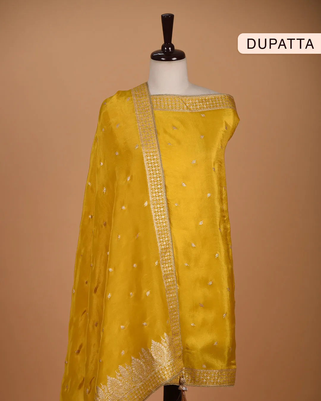 Yellow Silk Viscose Blend Woven With Embroidery Unstitched Suit Fabric Set With Silk Viscose Woven Dupatta