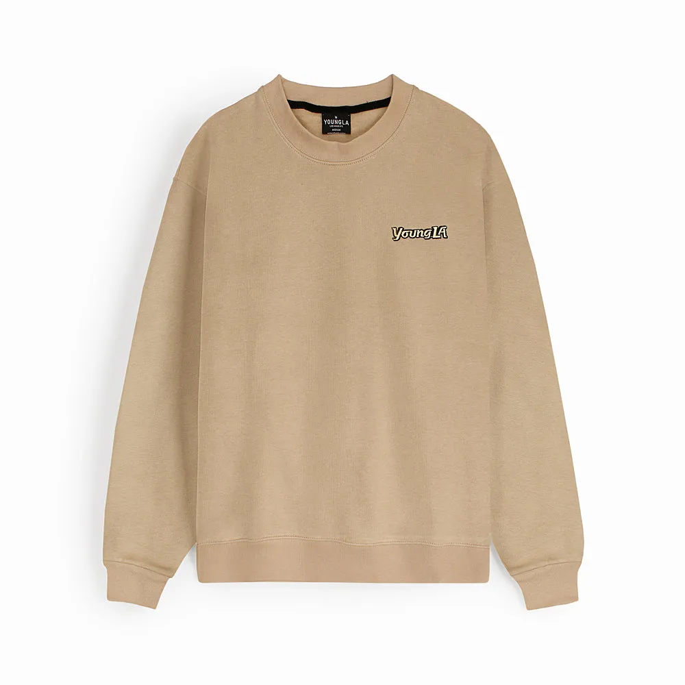 Young L.A Embroidered Beige Sweatshirt